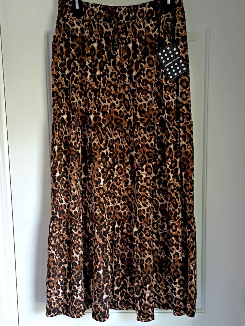 NEW!  BOHO MAXI TIERED LEOPARD MAXI SKIRT POCKETS